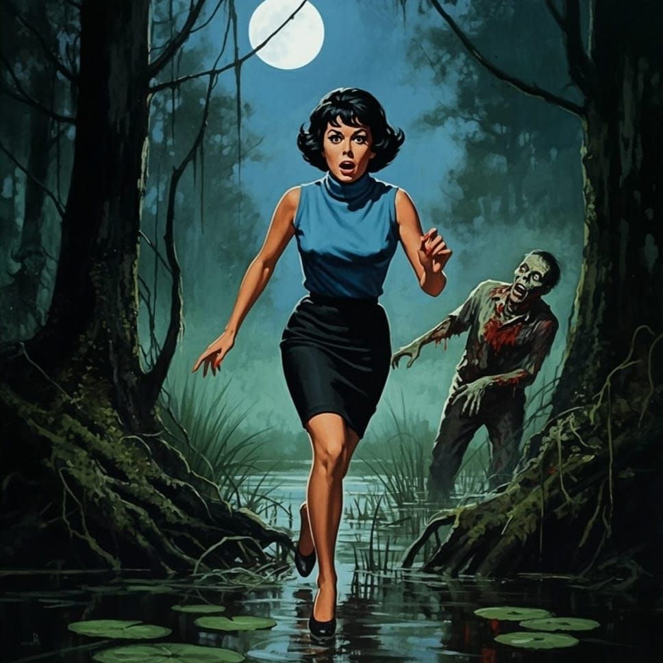 Woman's Terror: Retro Zombie Horror Poster
