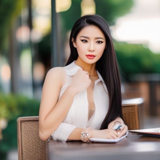 Flirty Woman in Open Blouse With Bokeh Effect
