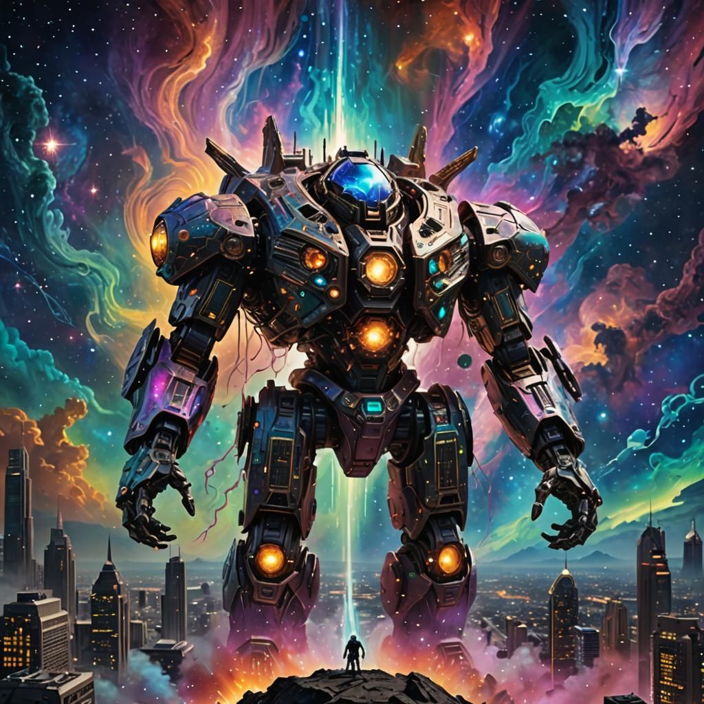 Astral Dreadnought Emerges from Cosmic Nebula