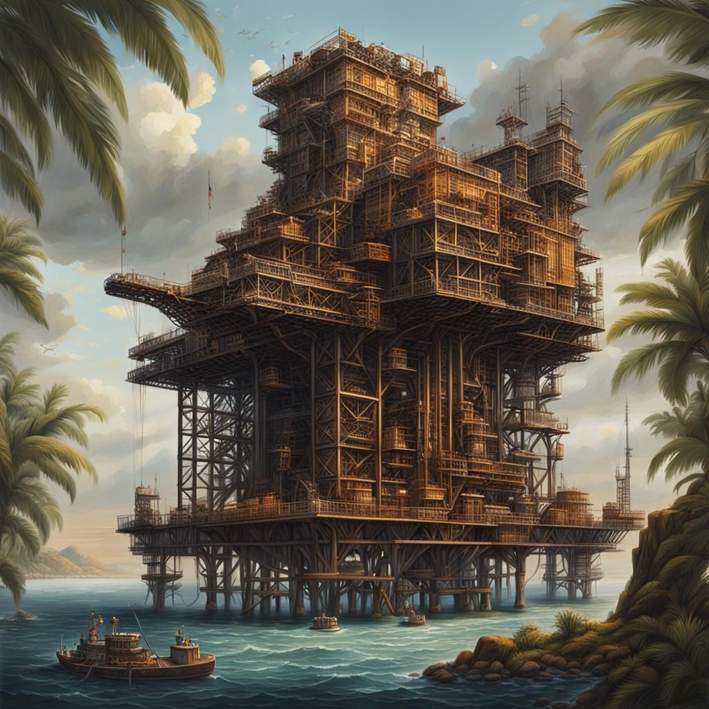 Industrial Age Aztec Oil Platform Exterior