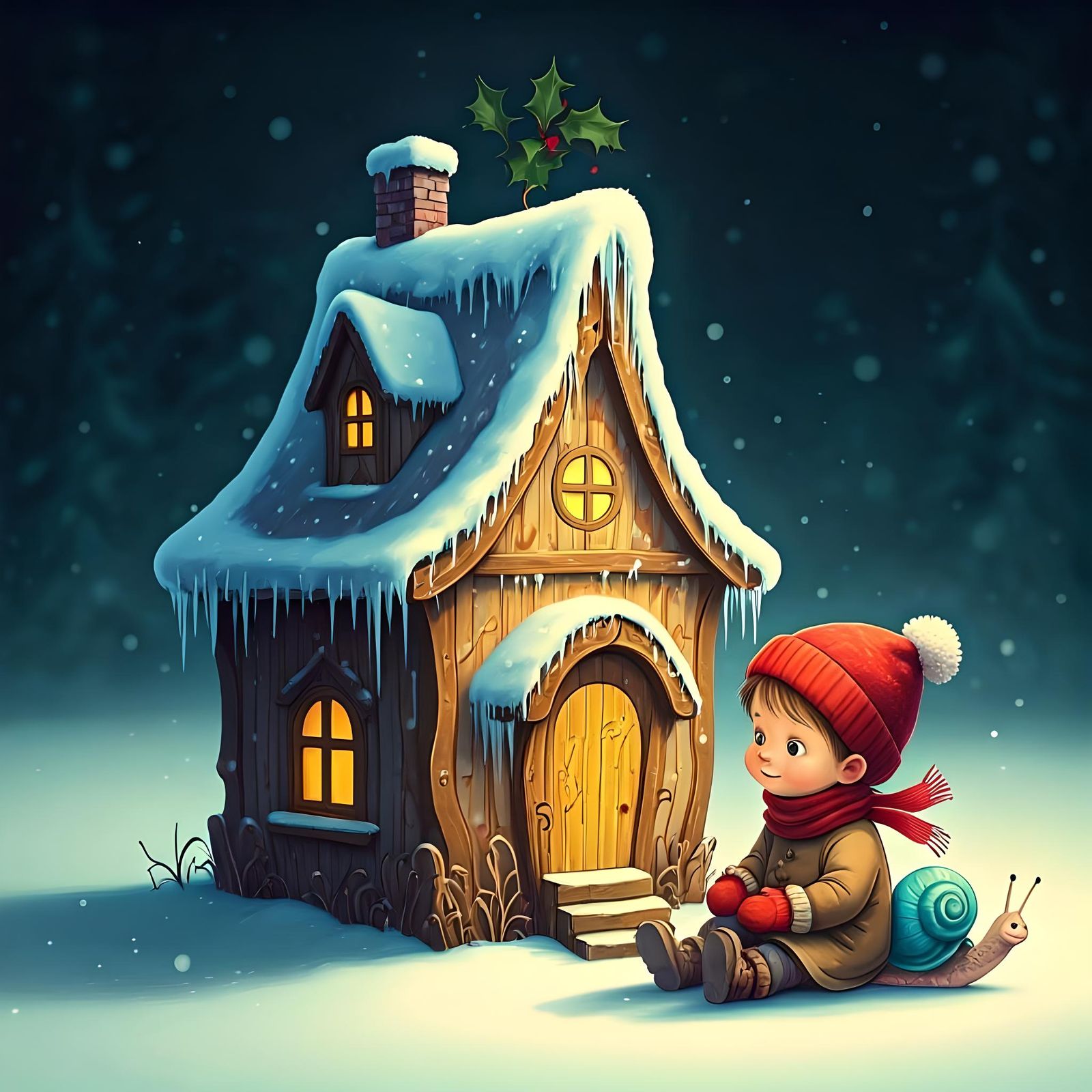 Colorful Winter Snail With Decorative Shell