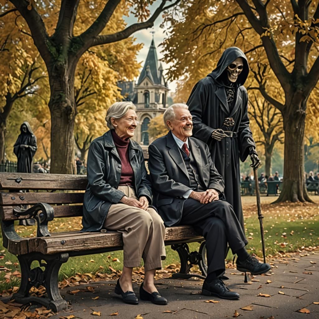 Happy Couple Meet Grim Reaper: Digital Photography