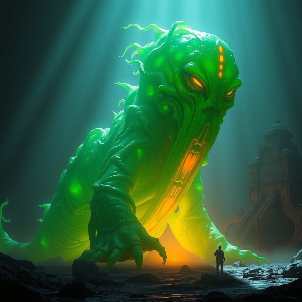 Gigantic Amorphous Green Slime Monster Concept Art