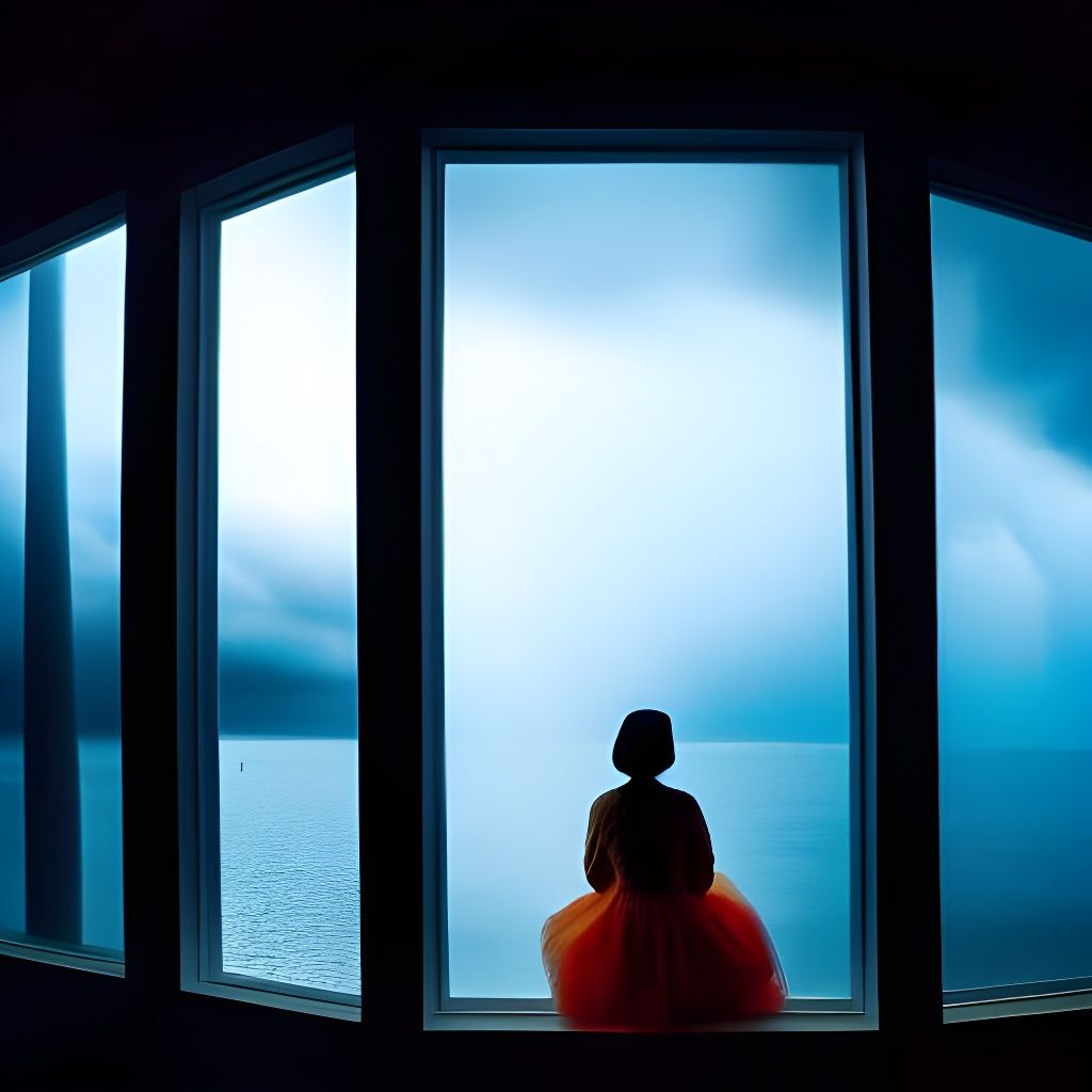 Daydreaming Woman in Watercolor by Keiko Tanabe