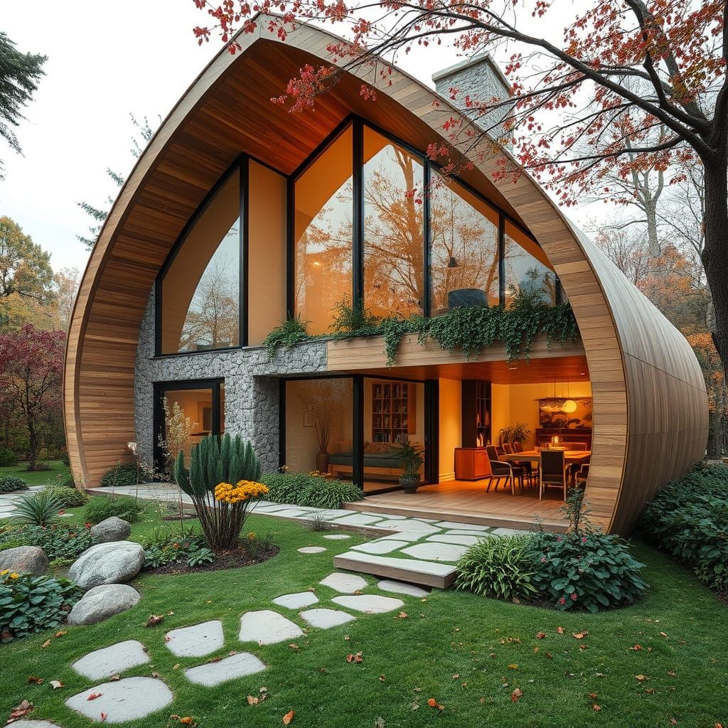 Sustainable Nature Home Blends into Forest Landscape