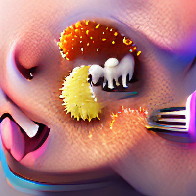 Shiny Fuzzy Food Eating Humans in 8K 3D