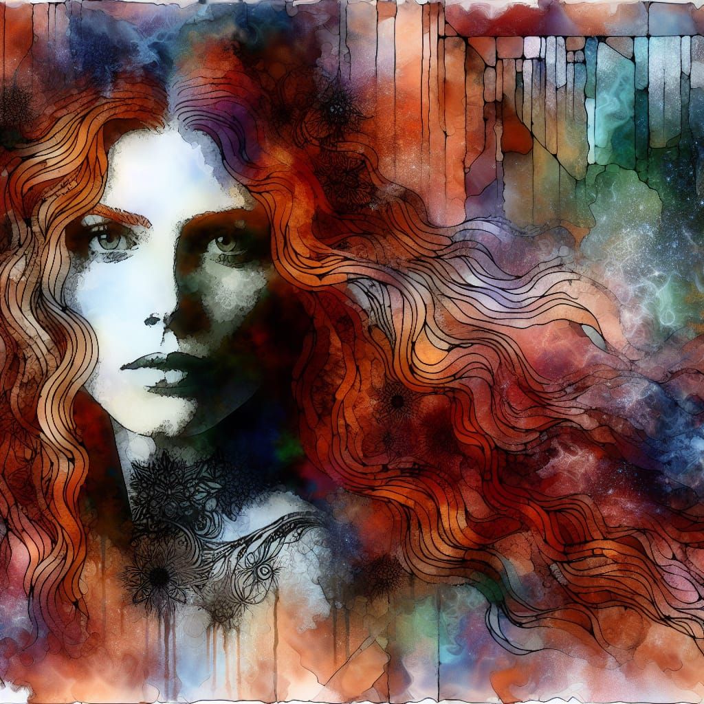 Ginger Haired Irish Goddess in Gothic Romantic Surrealism