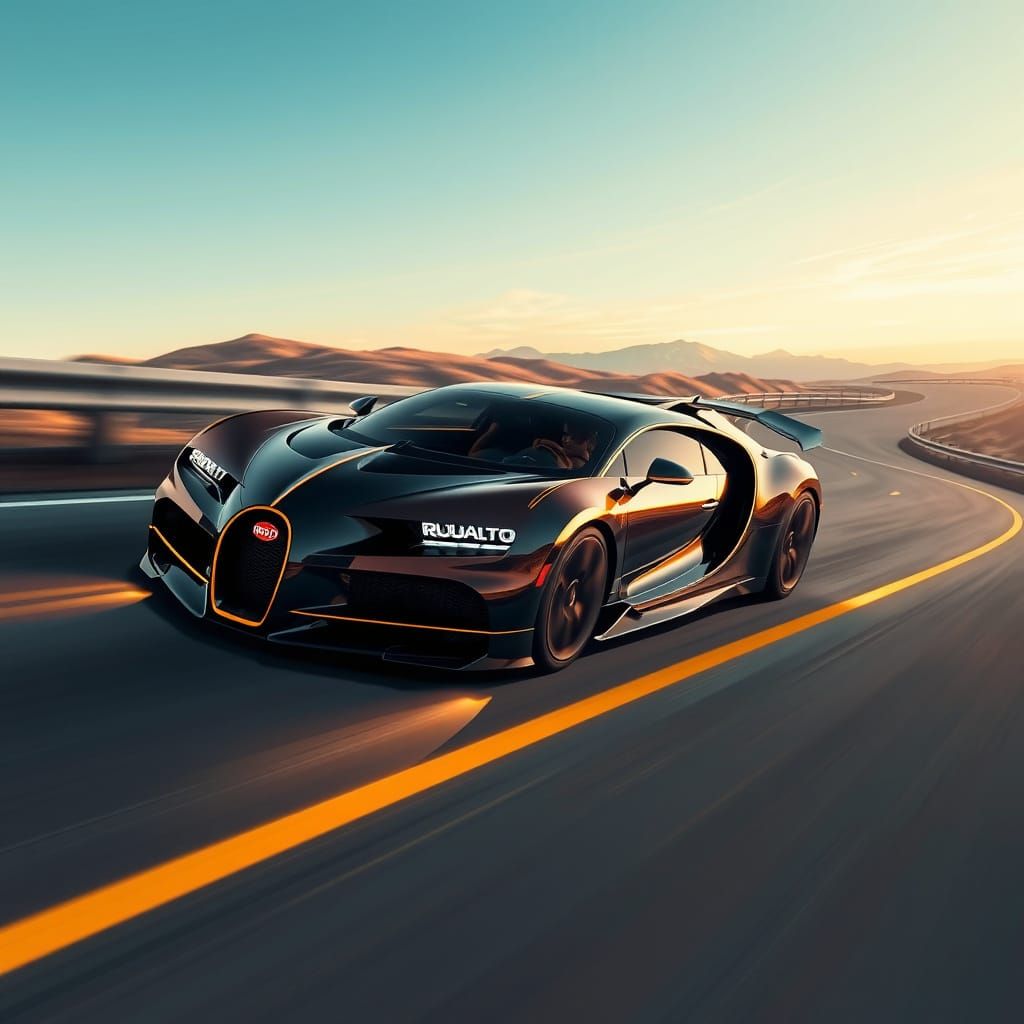 Luxury Sports Car Speeds Down Winding Highway in Cyberpunk S...