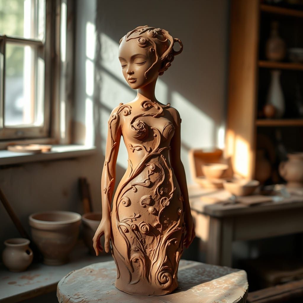 Elegant Terracotta Sculpture with Rustic Charm