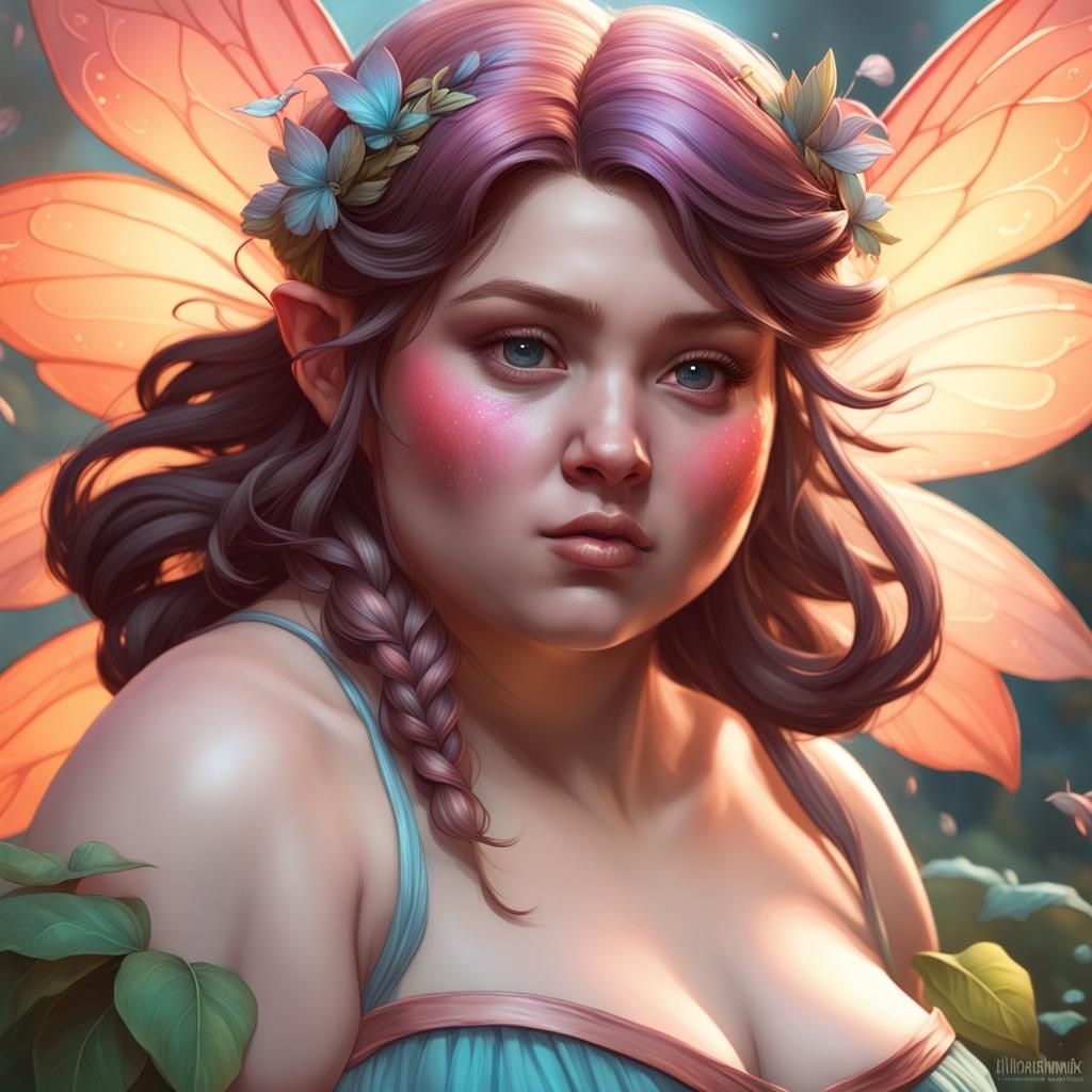 Detailed Fairy Portrait in Art Nouveau Style