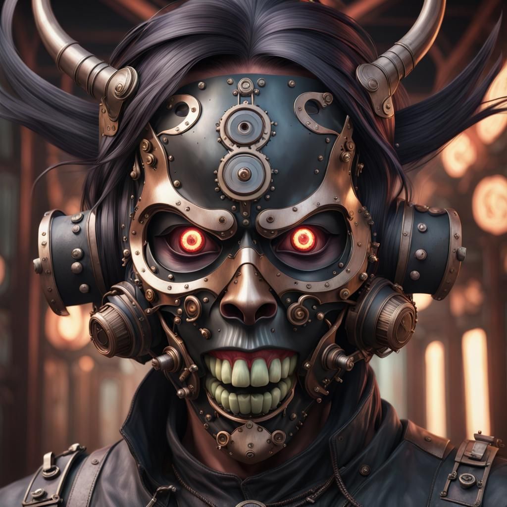Steampunk Scream Mask Portrait in 8K Resolution