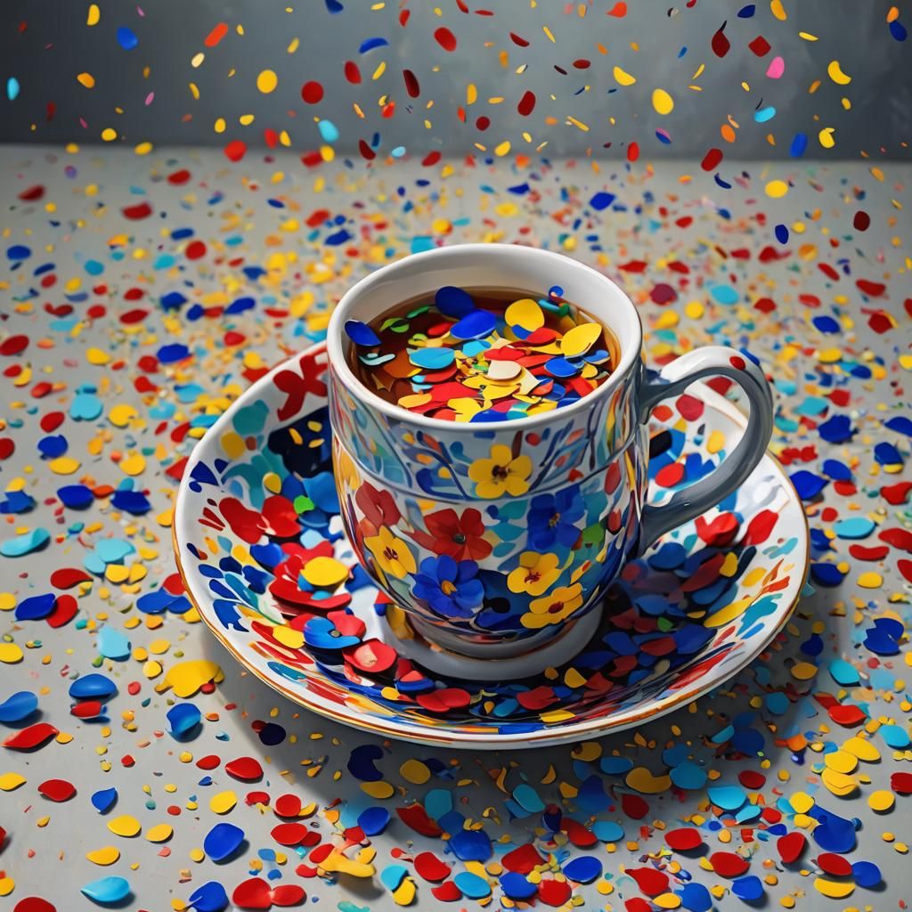 Fauvist Still Life: Tea Cup Overflowing with Joy