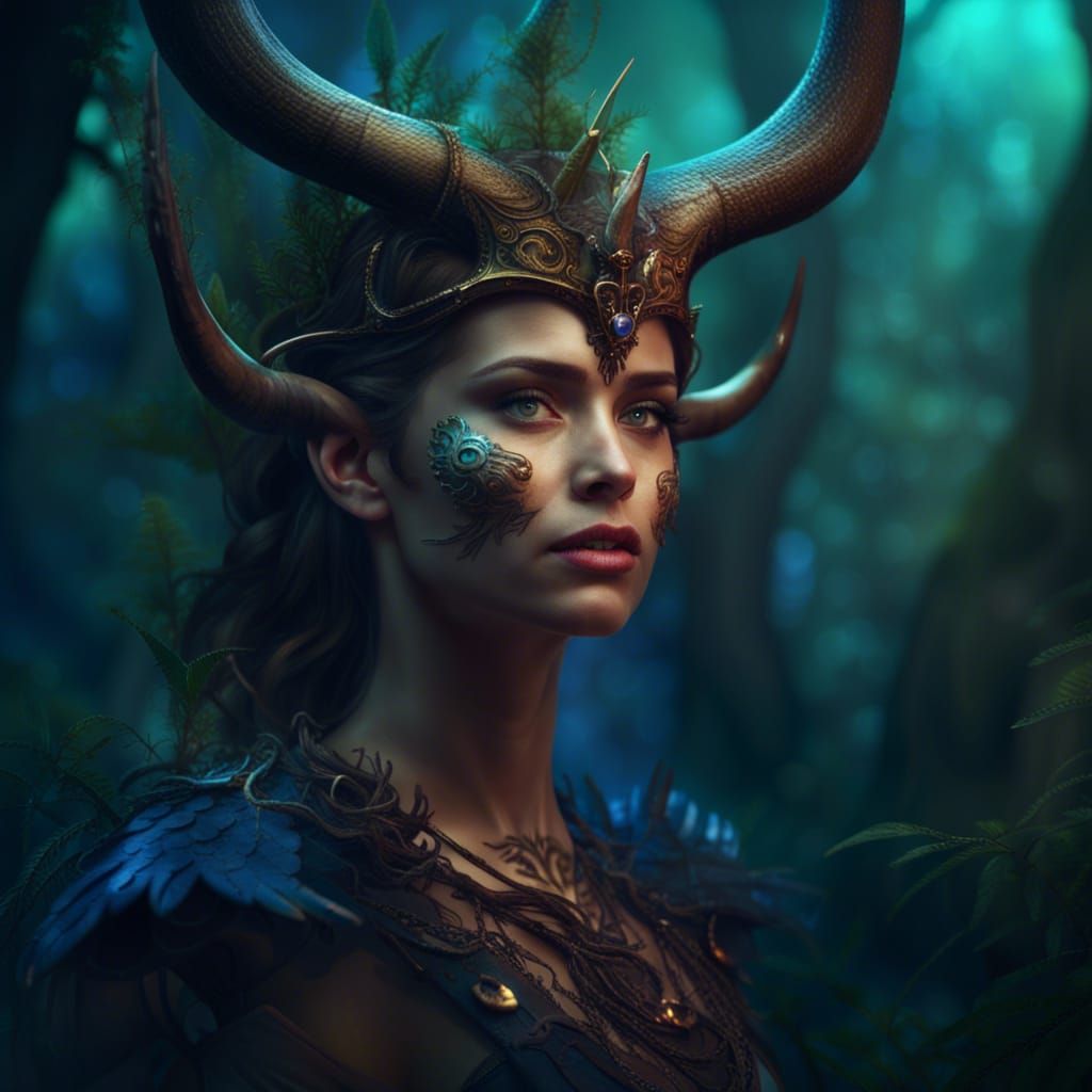 Mythical Woman in Magical Forest: Fantasy Concept Art