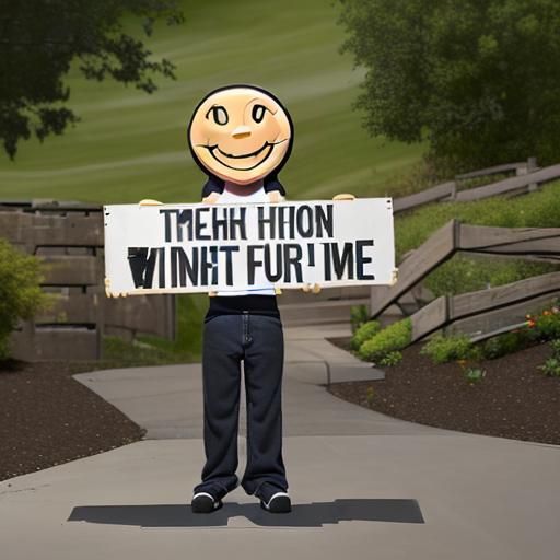 Smiley Face Character Holding Sallis Day Sign