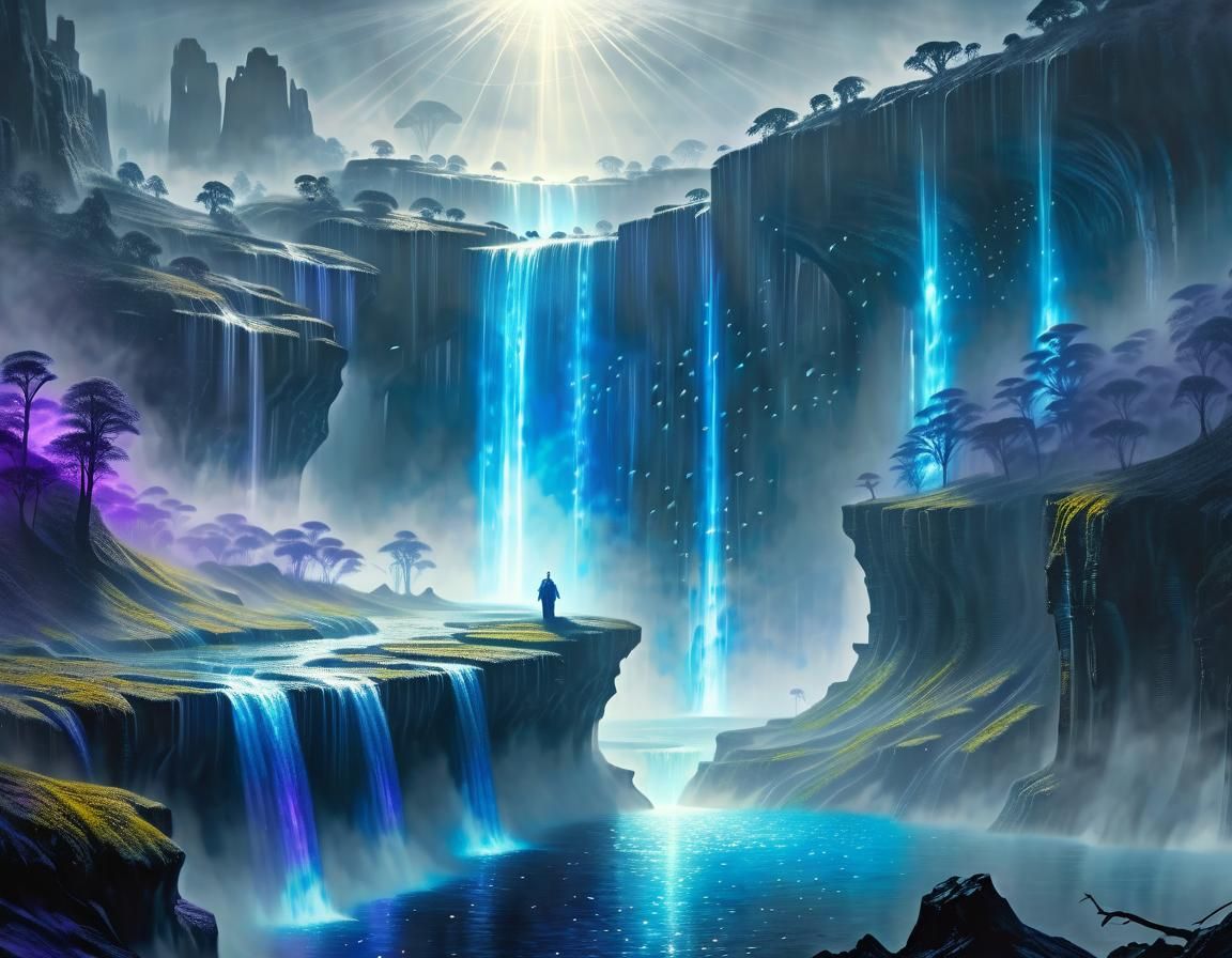 Mystical Floating Isle Concept Art in Charcoal