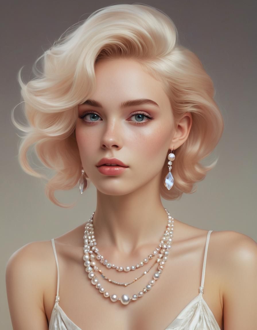 Realistic Pearl Portrait in Cell-Shaded Style