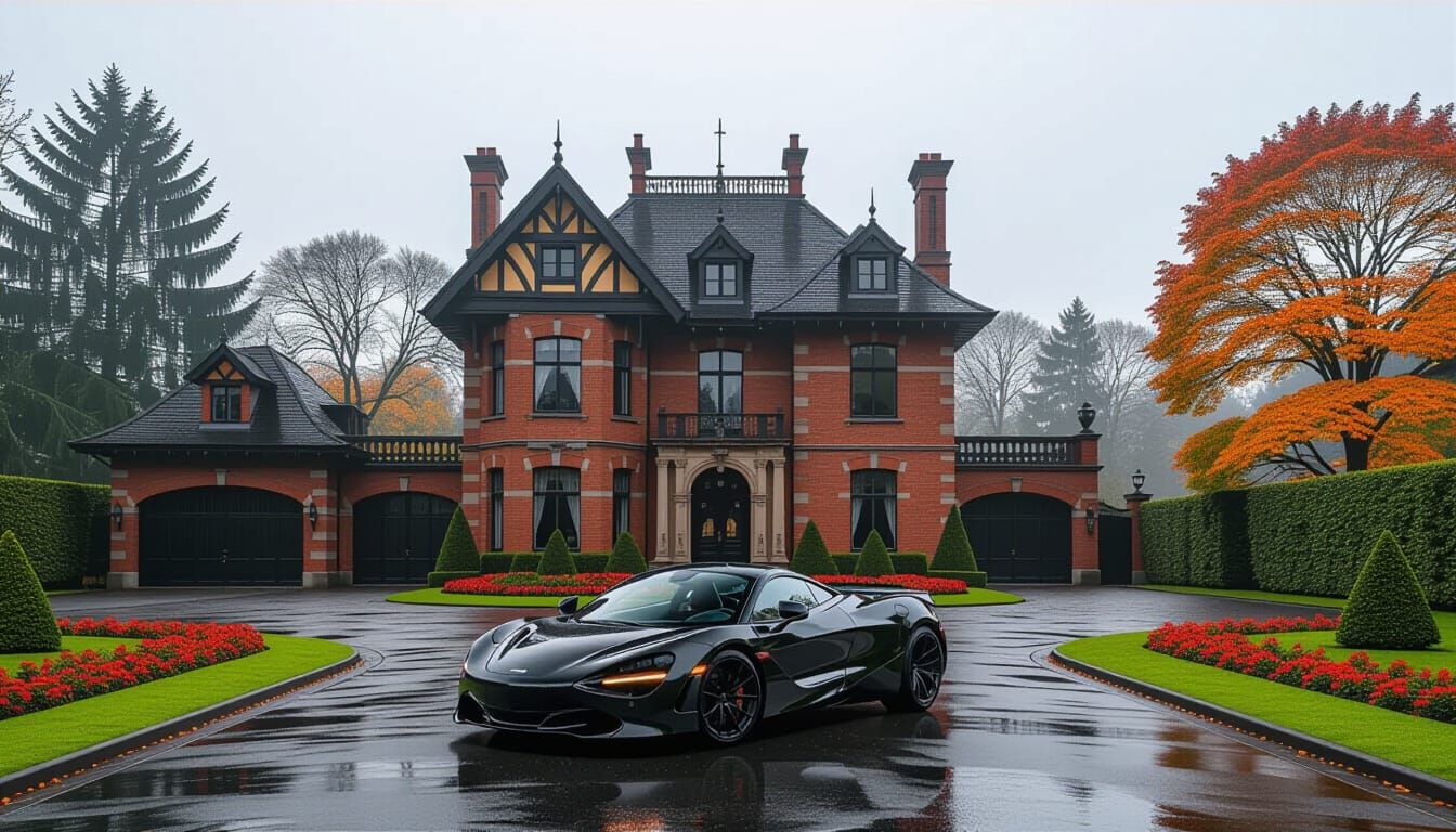 Victorian Chateau in Misty Season with McLaren