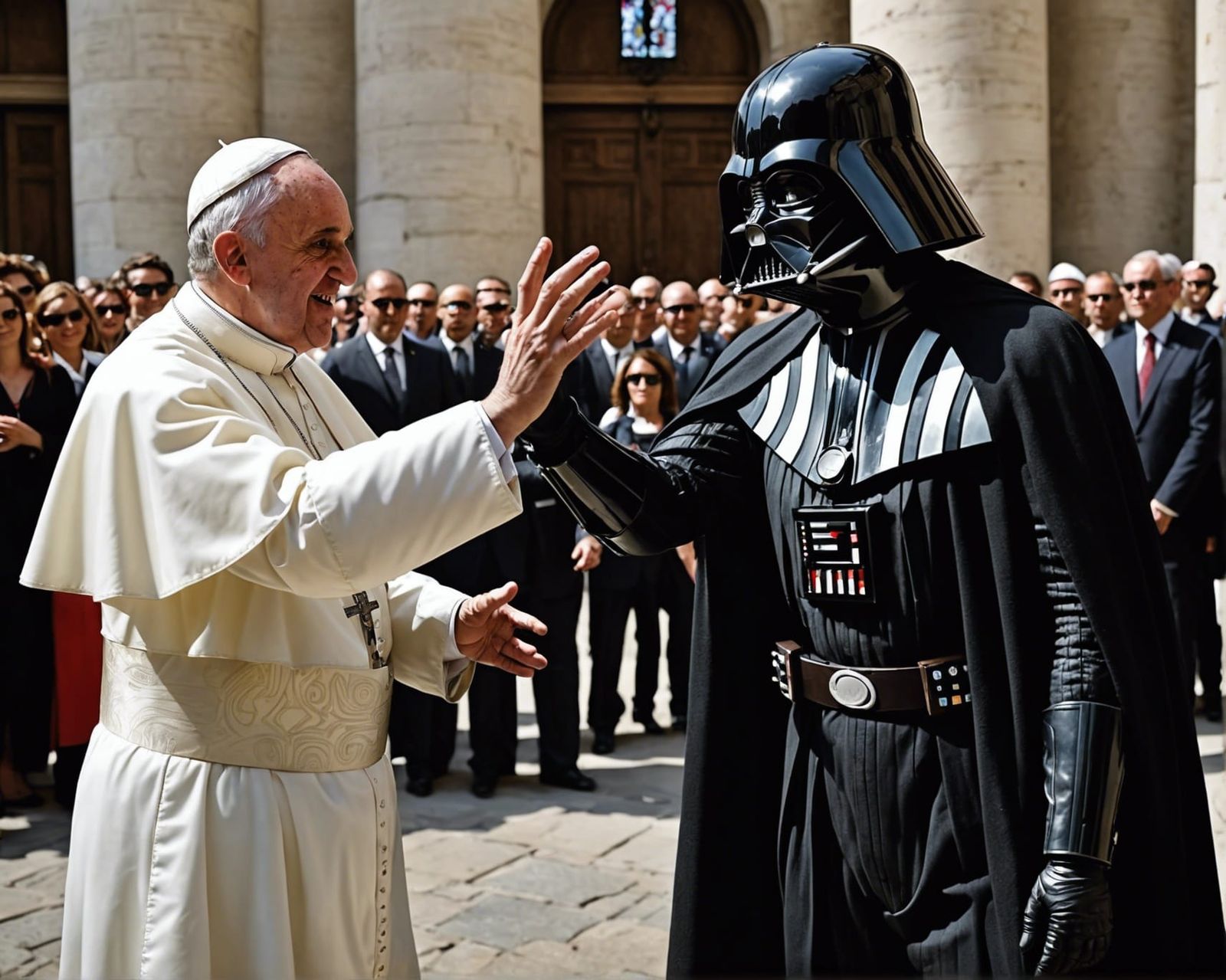 Pope Francis High-Fives Darth Vader