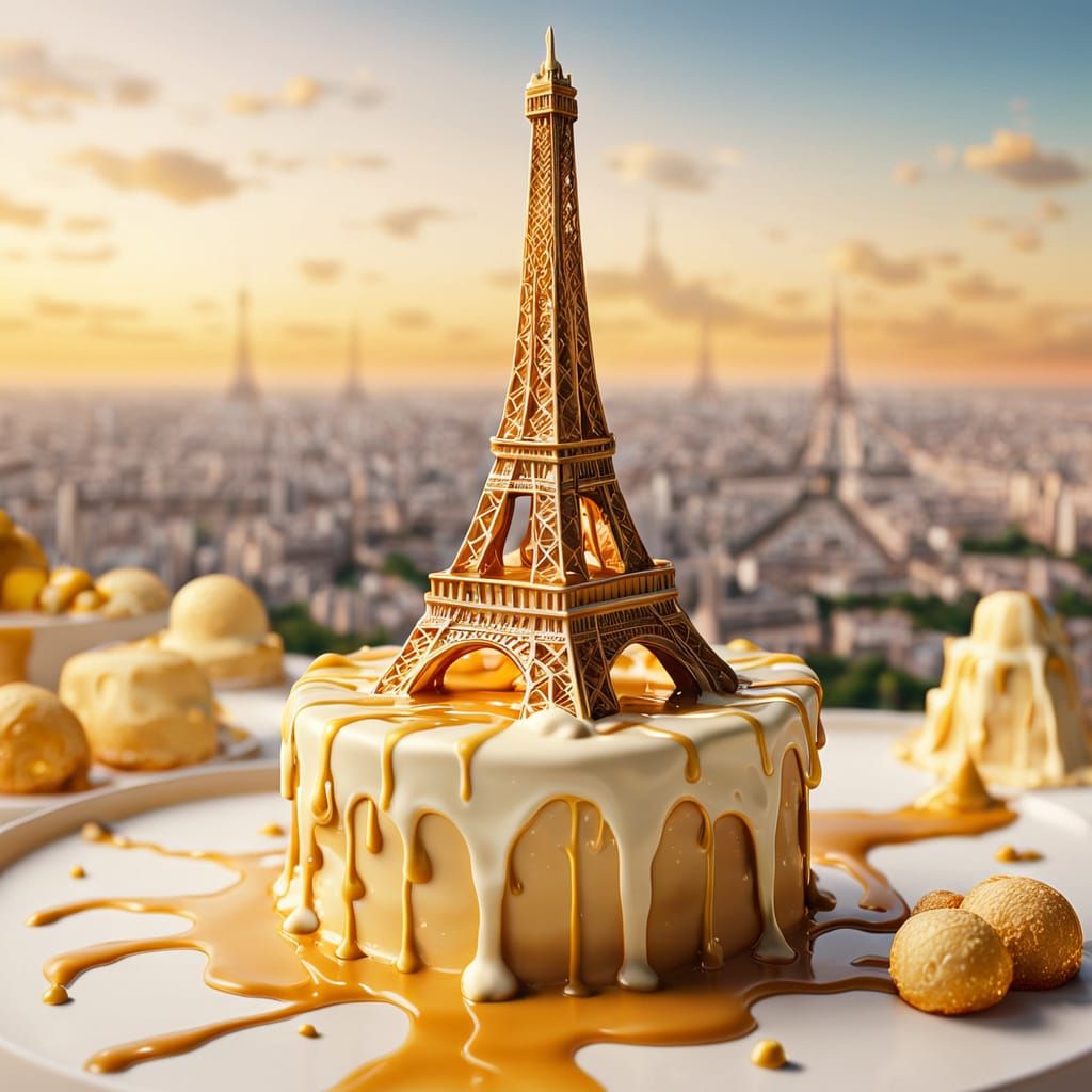 Chocolate Eiffel Tower in Surreal Style