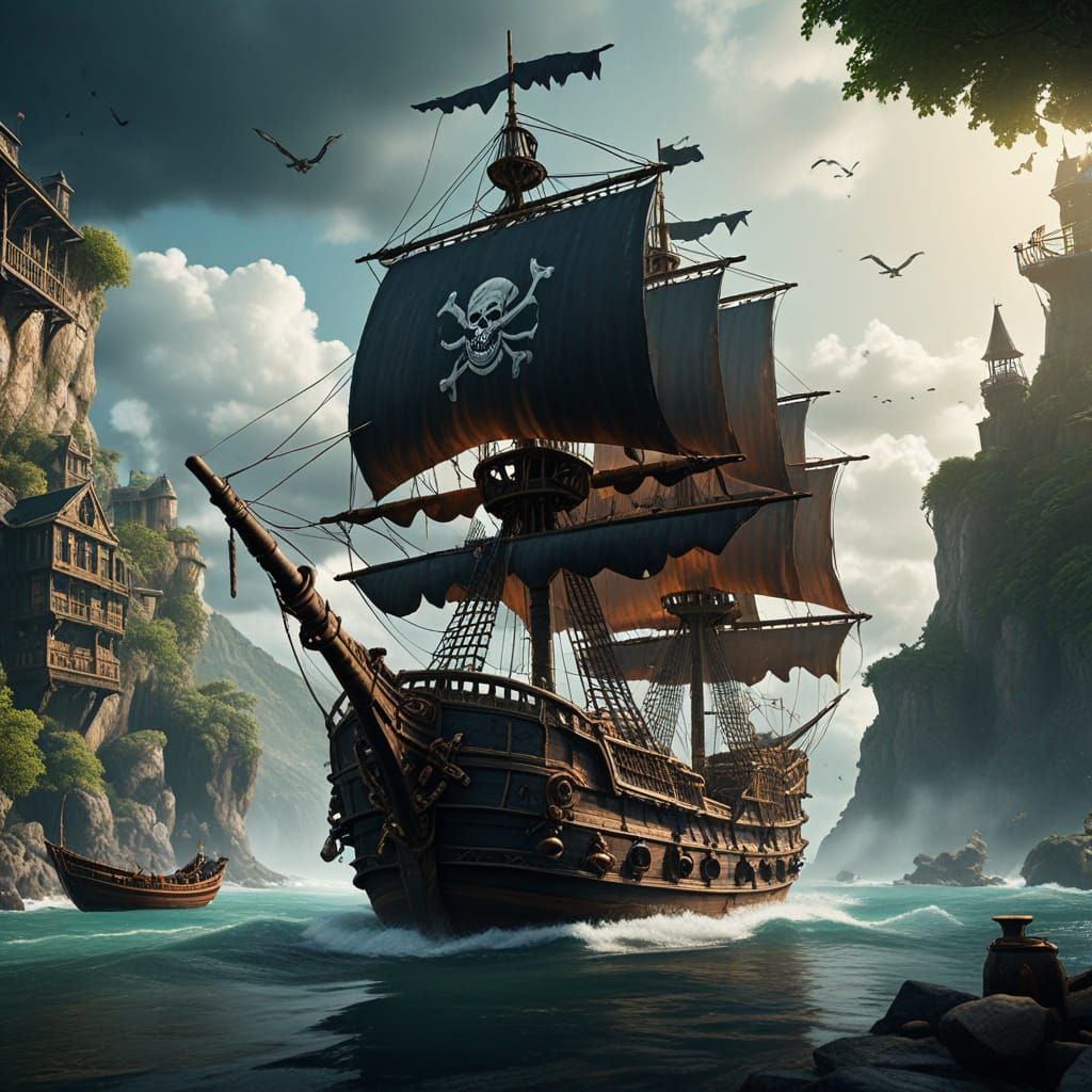 Pirate Scene: Detailed Matte Painting