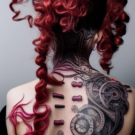 Futuristic Tattoo Shop in Synthwave Neon Style