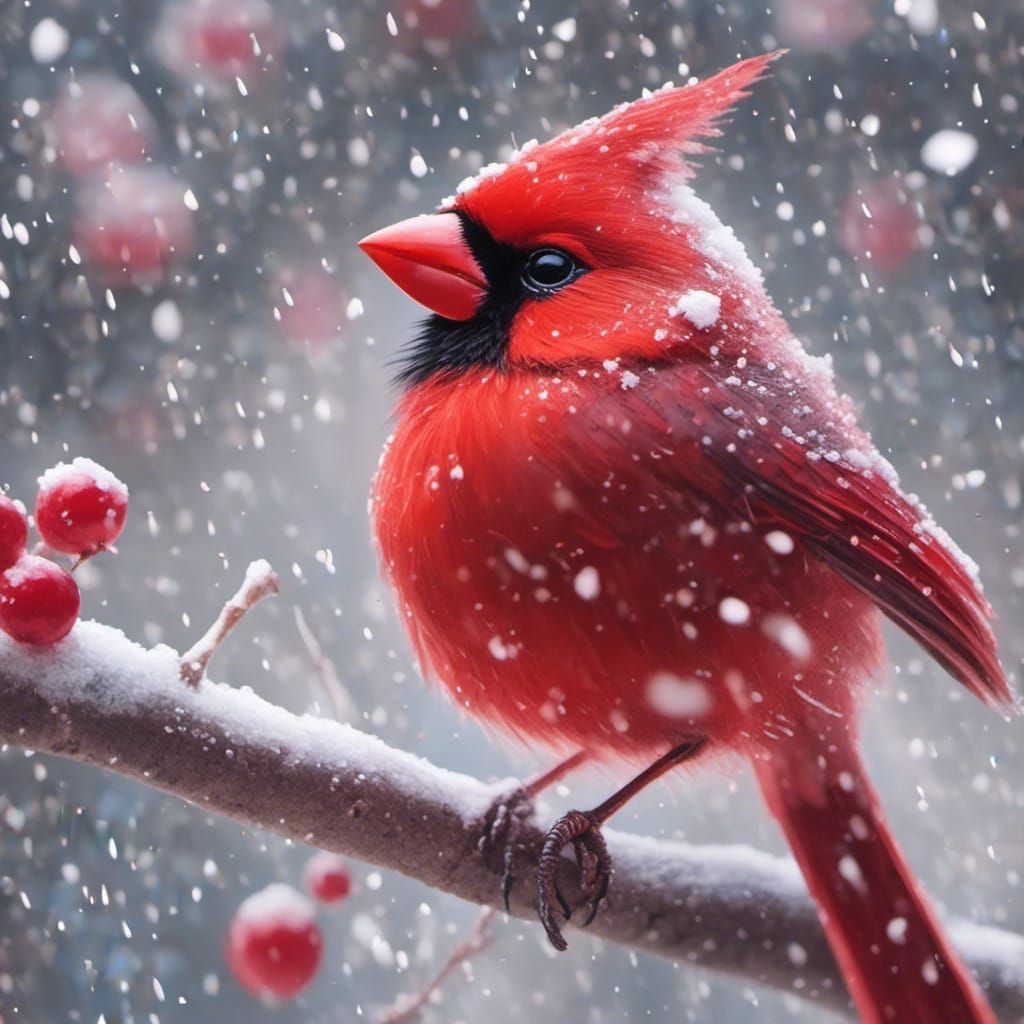 Cardinal in Snow: A Pastel Winter Scene