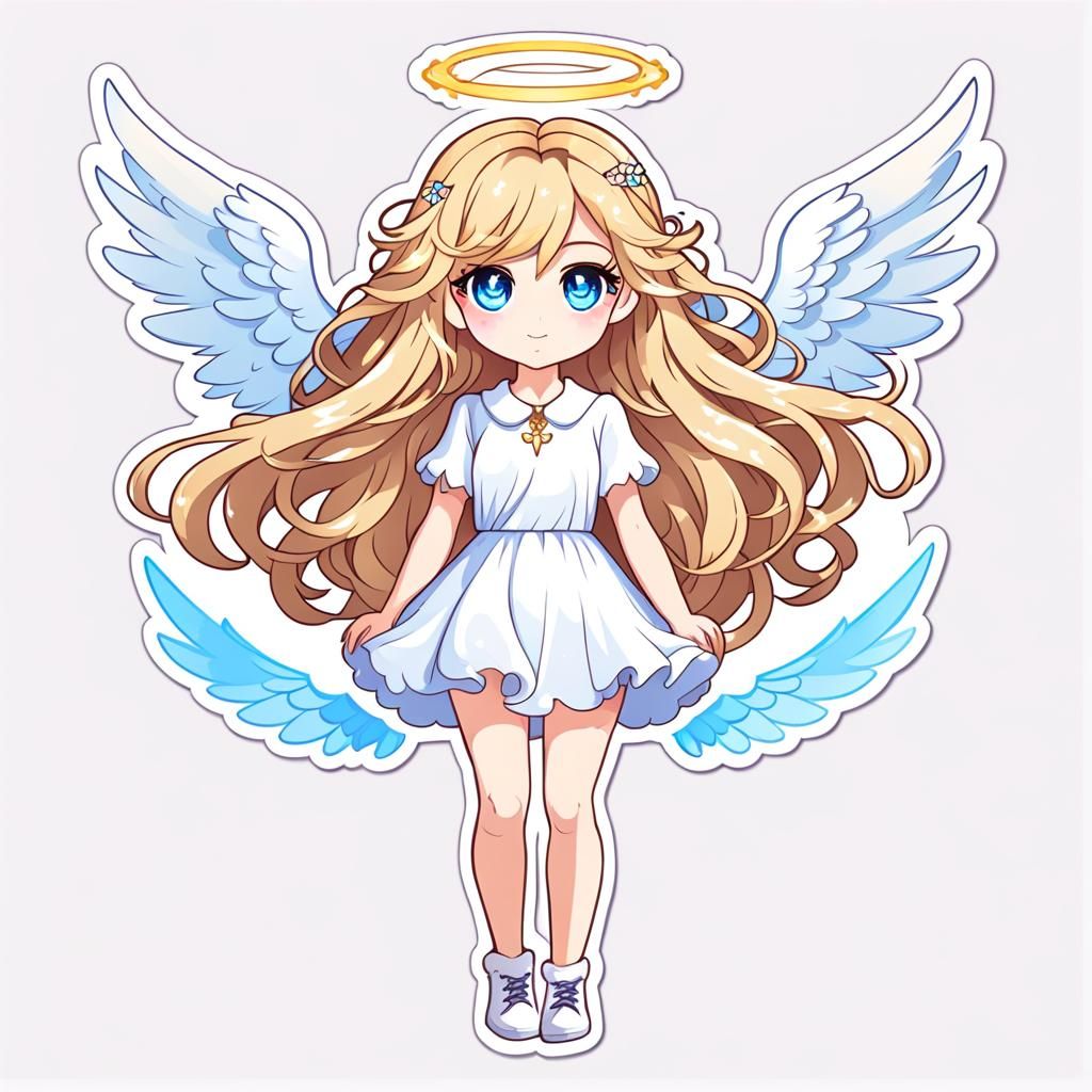 Kawaii Chibi Angel Sticker Design