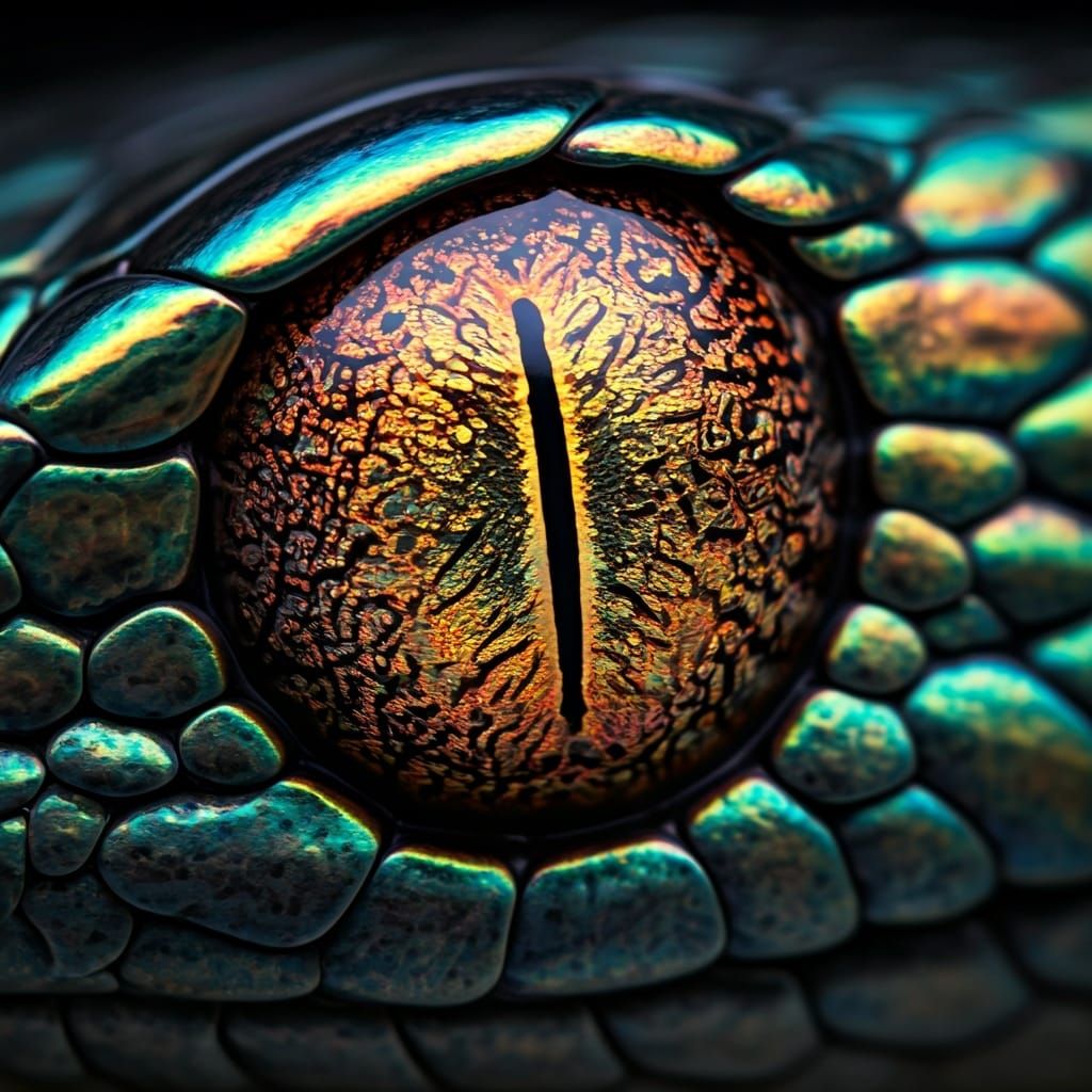 Iridescent Snake Eye Macro Photography Close-Up