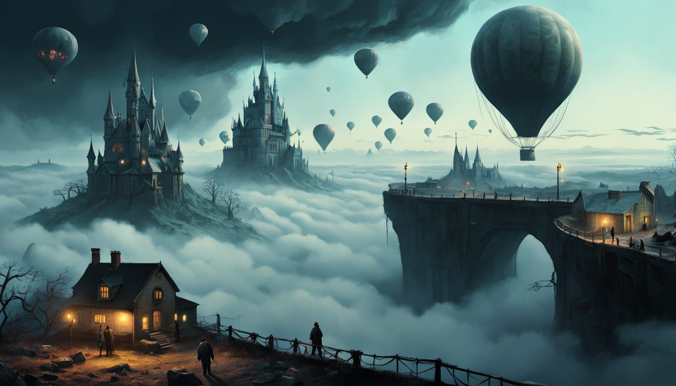 Surreal Dark Fantasy Collage in Retro 90s Aesthetic