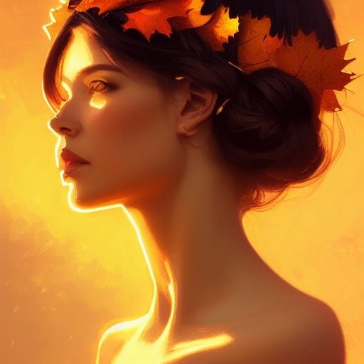 Elegant Harvest Queen Portrait in Autumnal Splendor