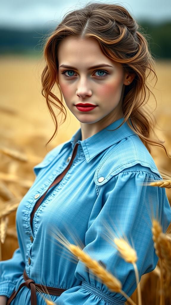 Beautiful Woman in Wheat Field, Professional Portrait