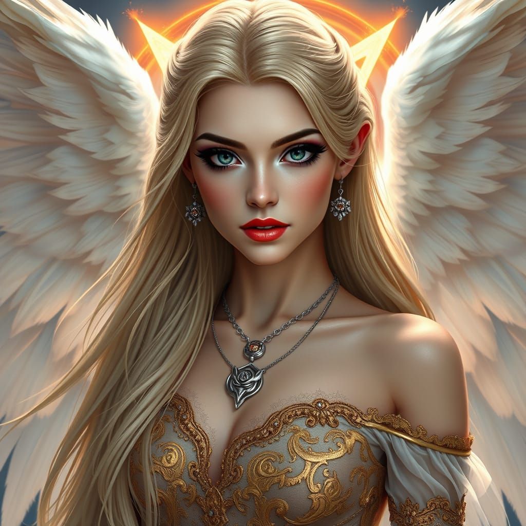 Ethereal Goddess in Blazing Pentagram