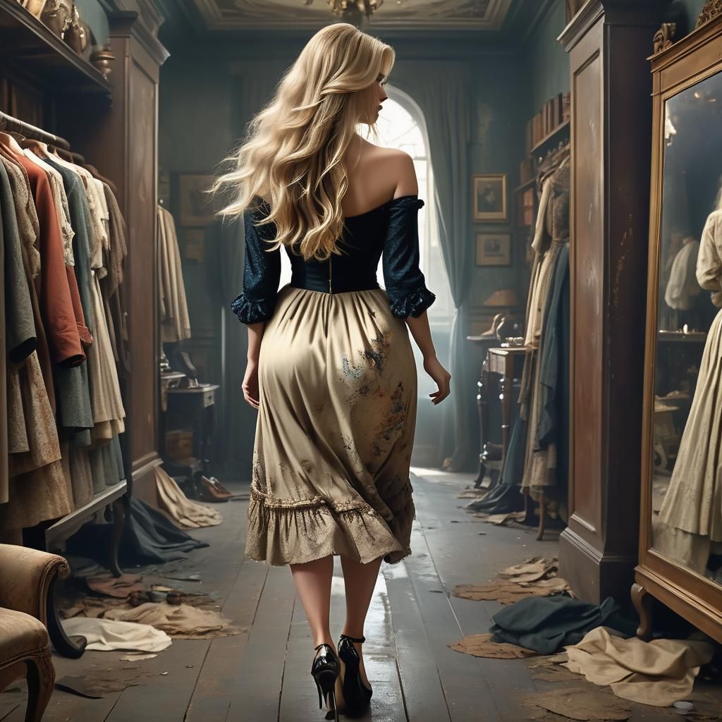 Woman in Vintage Clothing Digital Painting