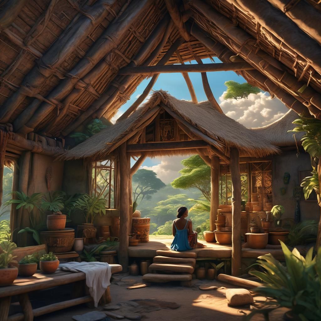 Idyllic African Village Fantasy Concept Art