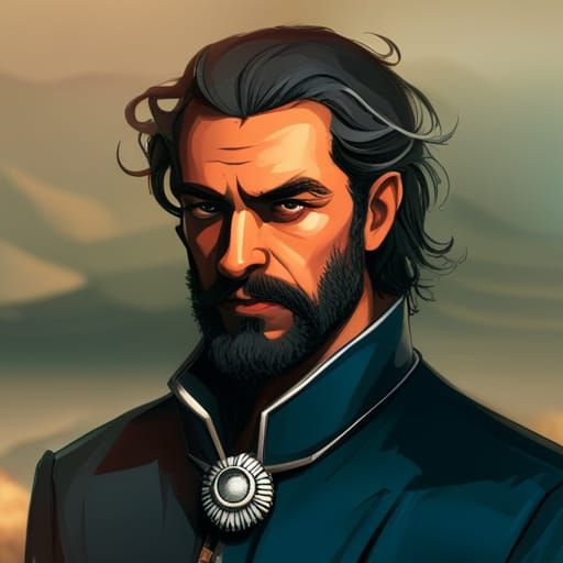 D&D Warlock Portrait in Mountainous Setting