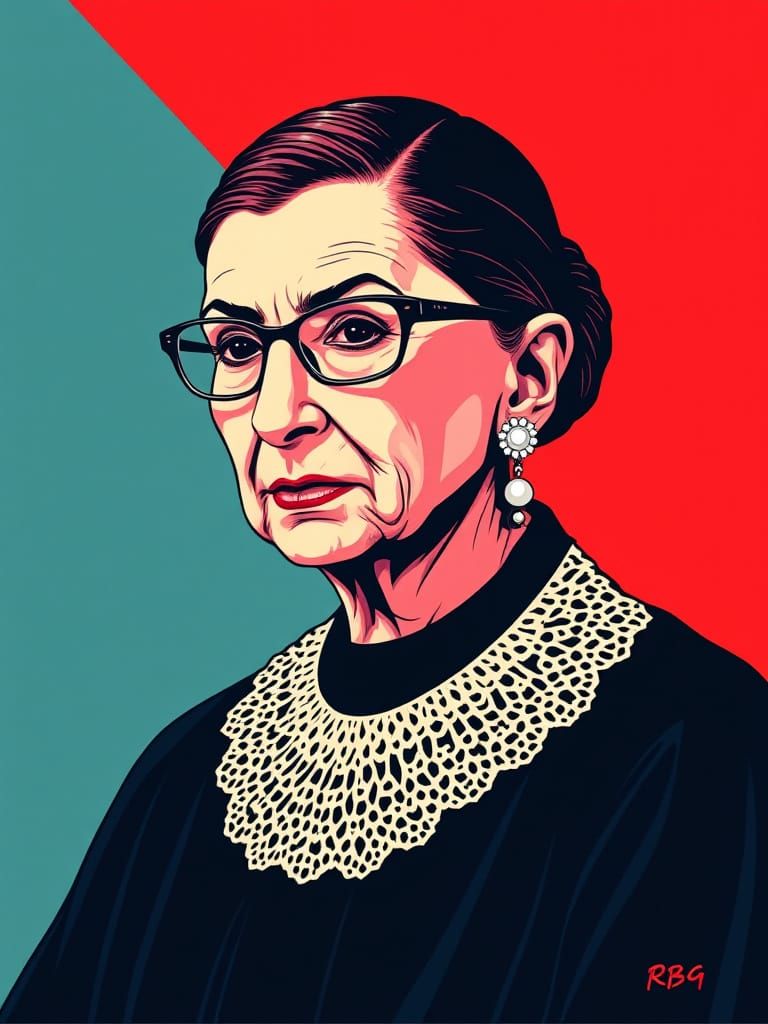 Pop-Art Portrait of Ruth Bader Ginsburg in a Bold, Stylized ...