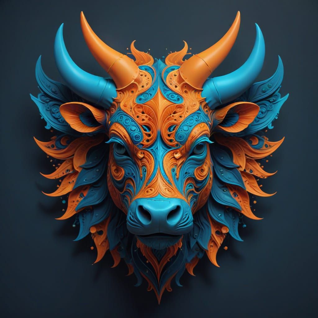 Geometric Bull's Head: Abstract 3D Vector Art