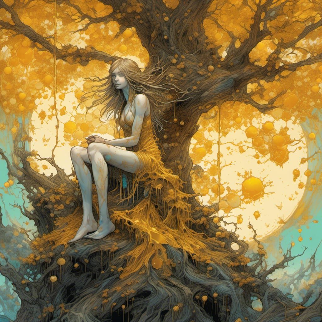 Woman in Honey, Charles Vess Style