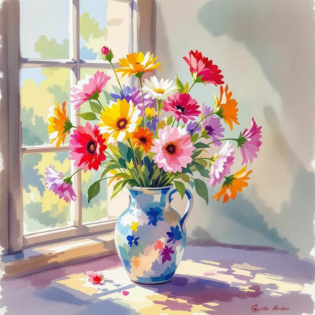 Vibrant Watercolour Class For Seniors: Flowers In Vase