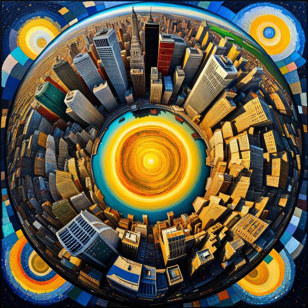 Little Planet New York City in Klimt Style