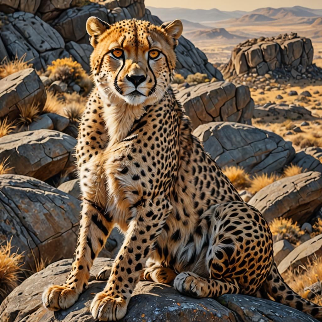 Hyperrealistic Cheetah Portrait in Golden Light