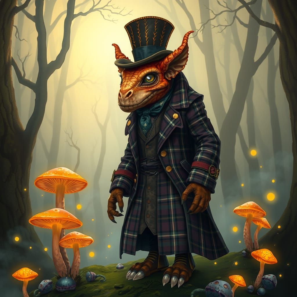 Mystical Copper Beast in Whimsical Forest