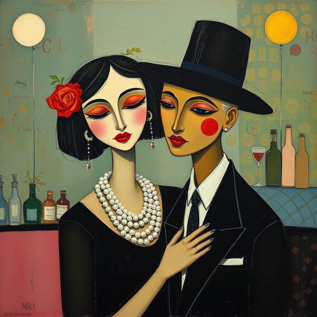 Couple in Dazzling Post-Impressionism Style