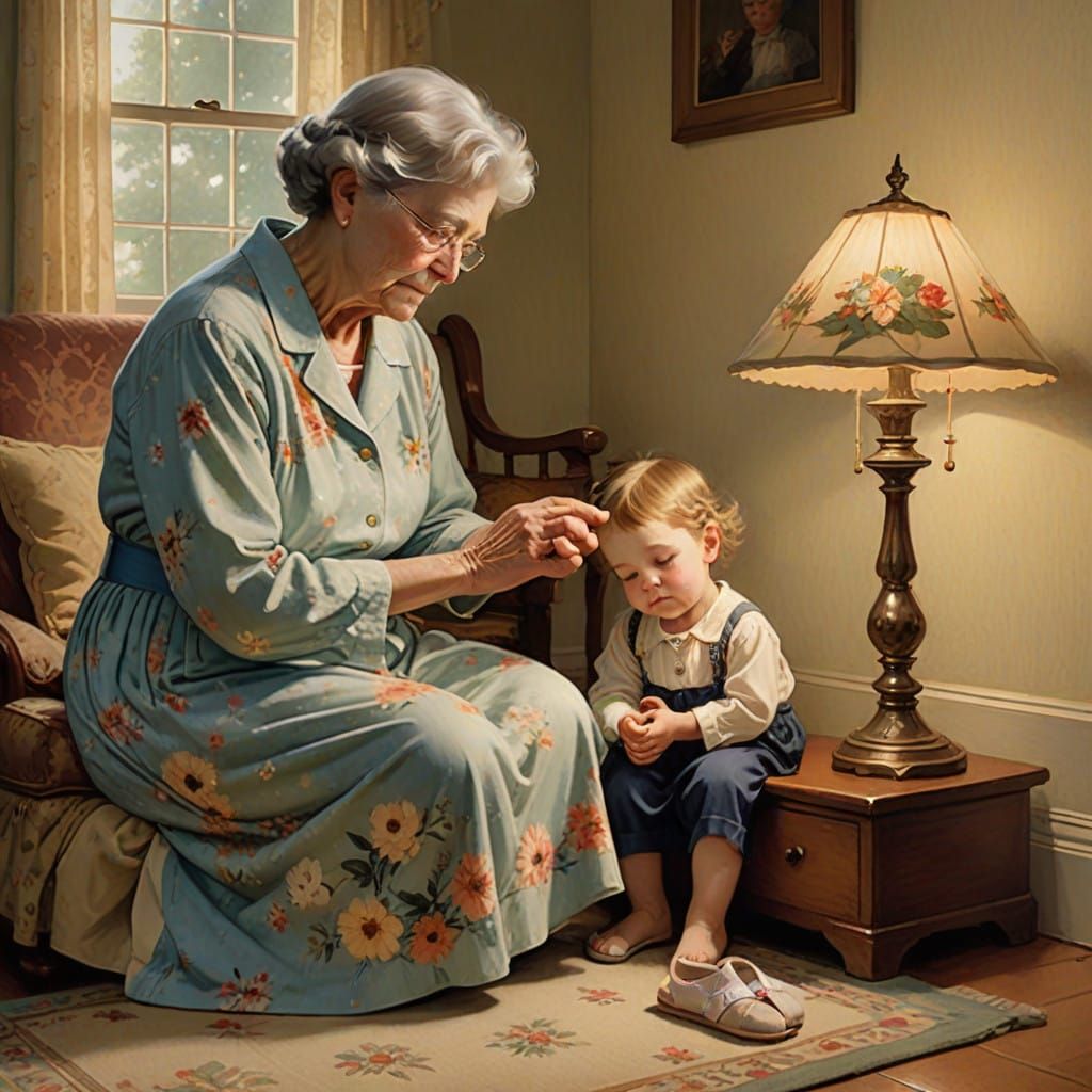 A Grandma and Child in Tender Prayerful Pose