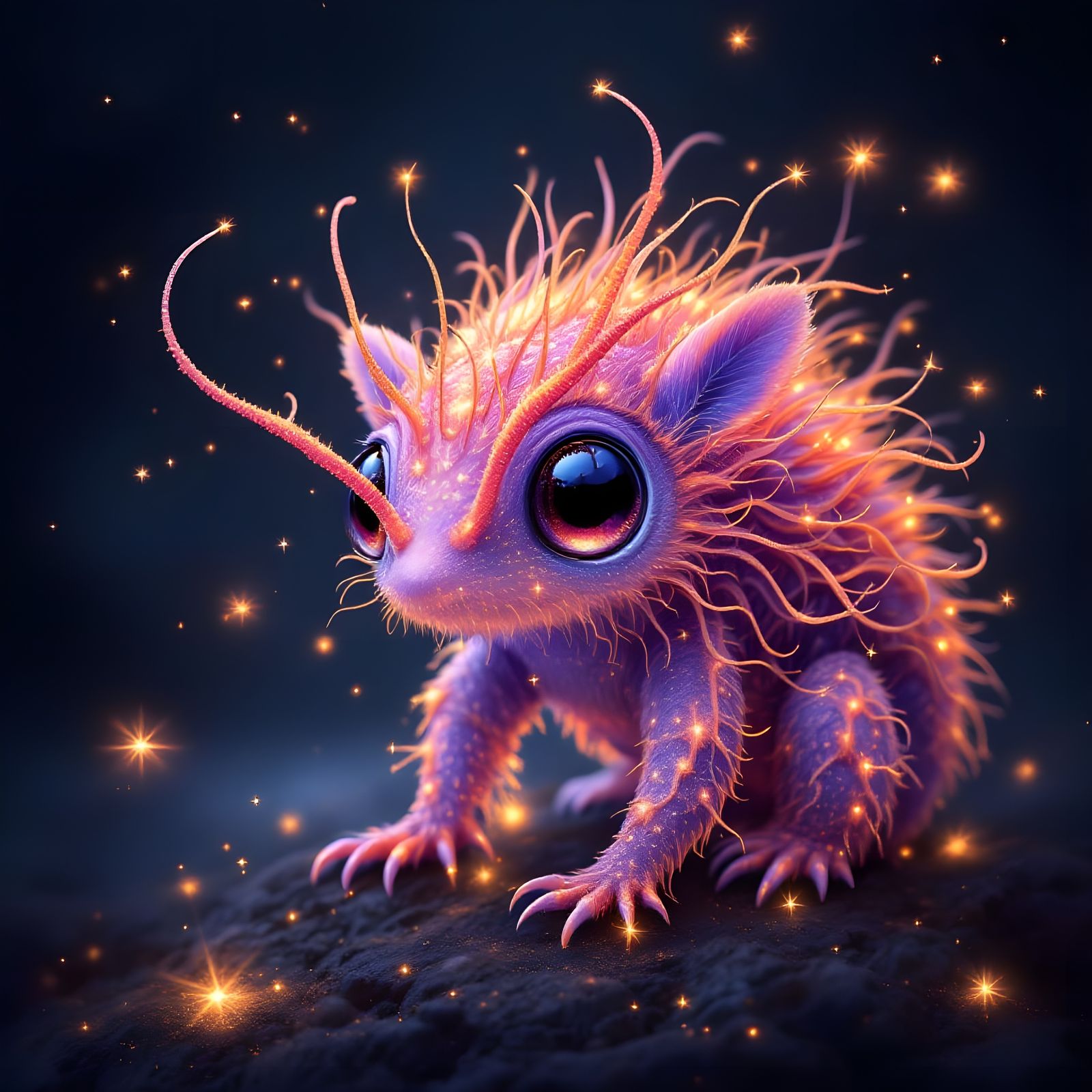 Glowing, Symmetric Murex Armadillo Creature in Vibrant, Tria...