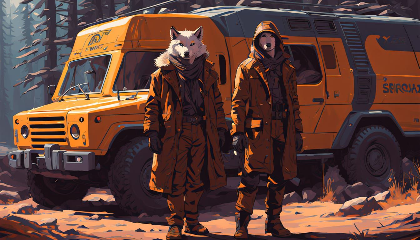 Hyper Realistic Wolf Hunters in Autumnal Landscape