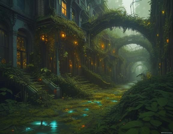 Overgrown City Concept Art in 8k Resolution
