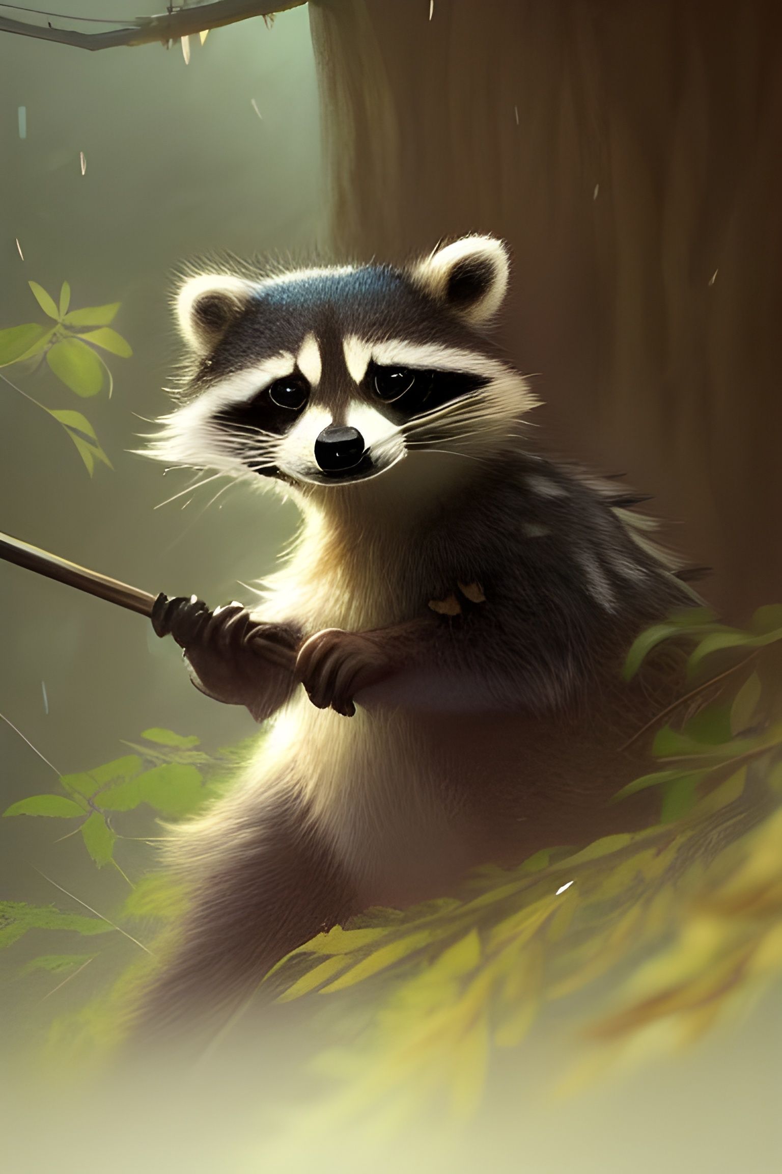 Photorealistic Raccoon Knight in Shining Armor