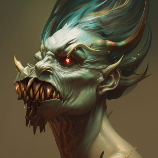 Demonic Eldritch Monster Portrait in Hyperdetailed Style