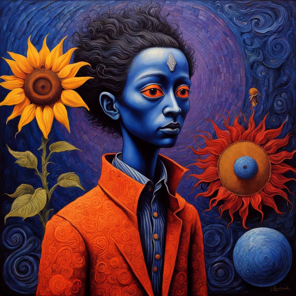 Vibrant Whimsical Portrait in Impasto Oil Painting Style